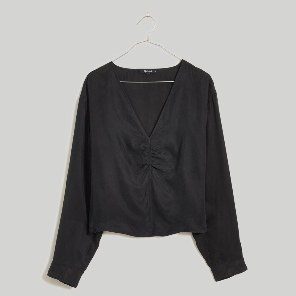 Madewell Black V-Neck Long Sleeve Blouse